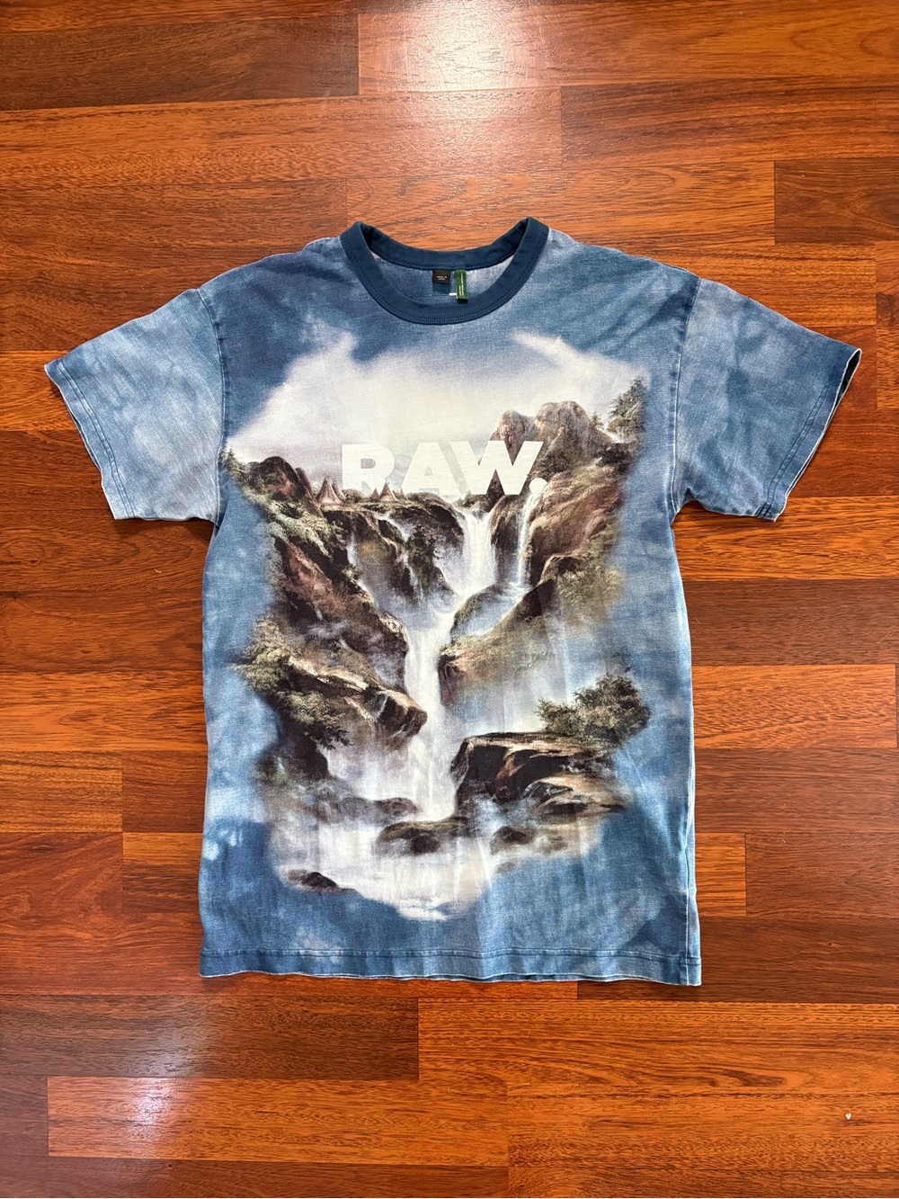 G-Star Raw x Jaden Smith Collab Blue Tie-Dye Waterfall Graphic Tee